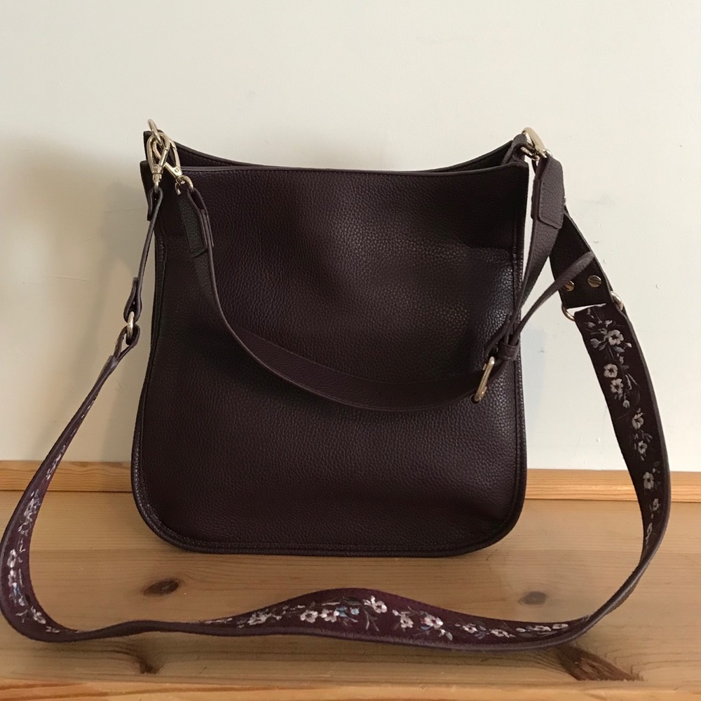 Burgundy Purse with Detachable Floral Strap